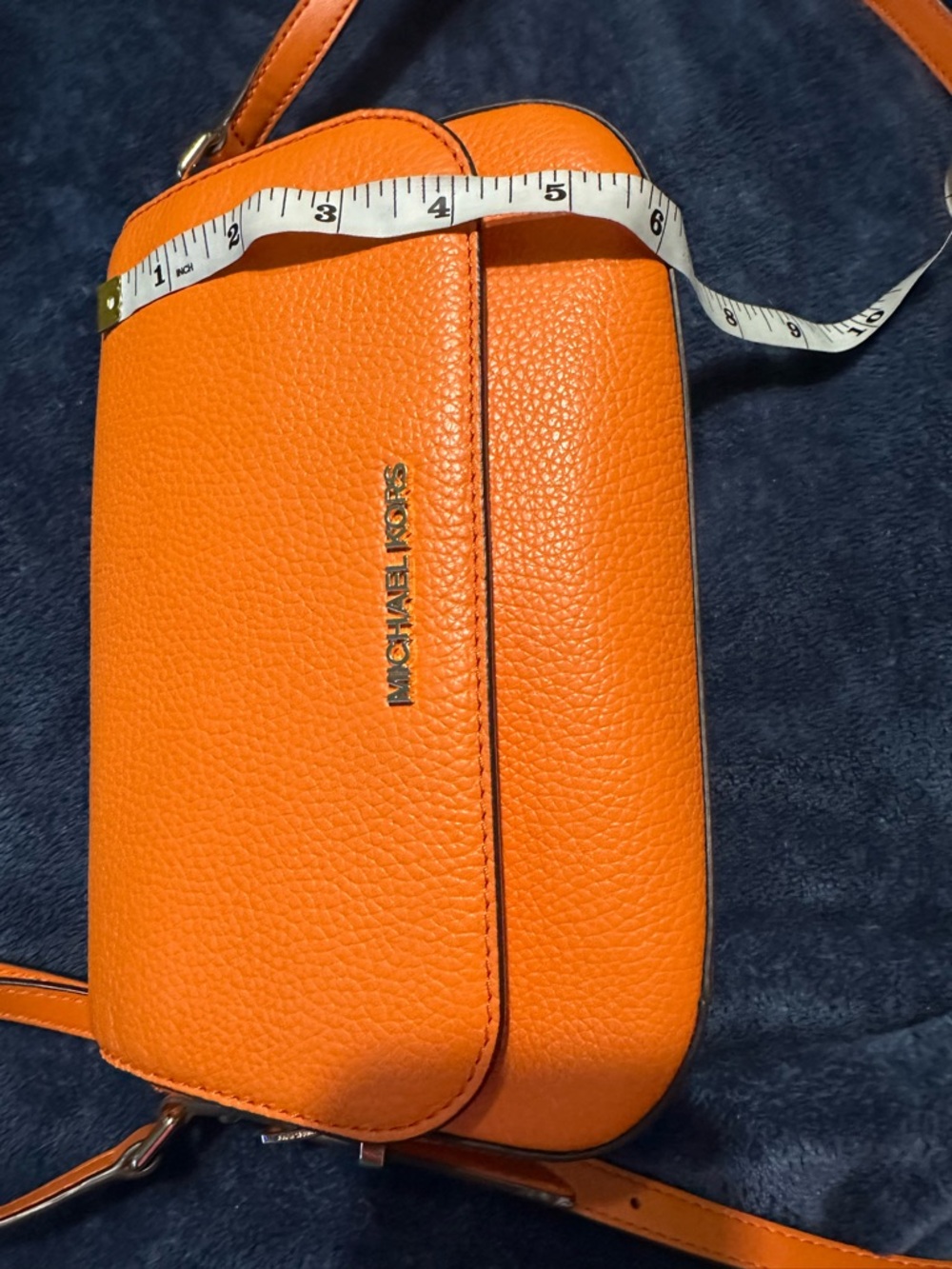 Michael Kors Orange Pebbled Leather Crossbody Bag - Picture 12 of 14